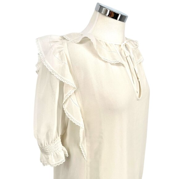 Wilfred Amyris Blouse in Light Birch Ivory Ruffle Detail Size Small - Picture 3 of 11
